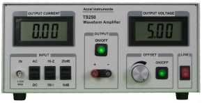 This battery simulator test equipment is for testing chargers by varying the TS250 DC Offset voltage.
