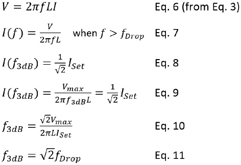 Coil cutoff frequency calculation using equation 6 to 11.